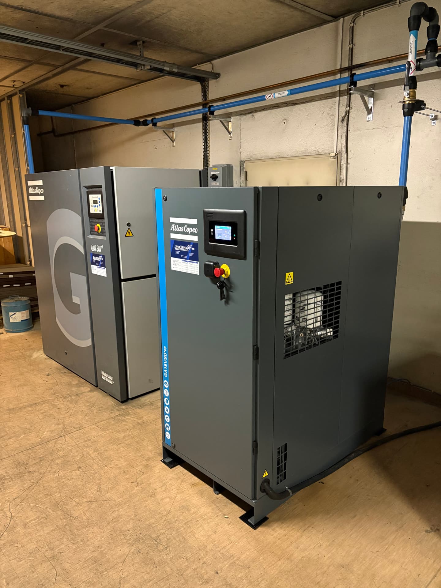 Kompressorrummet efter installation av GA18 VSDs FF